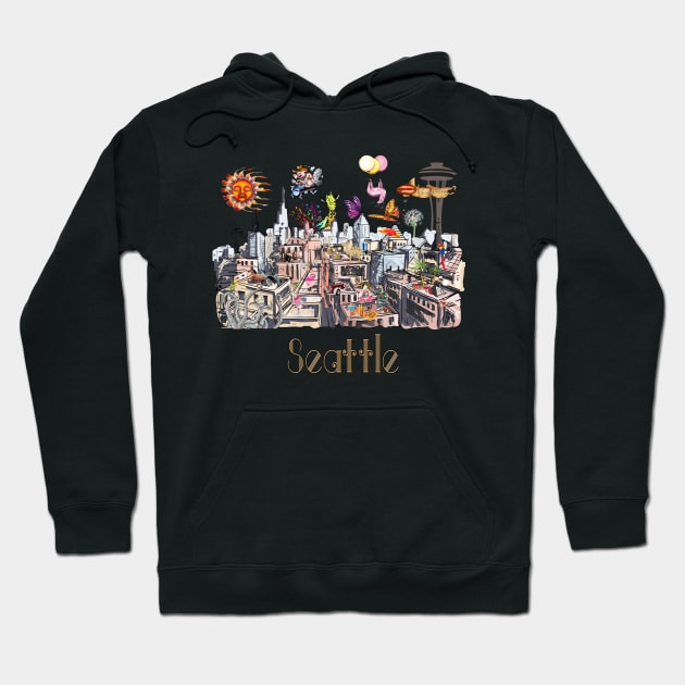 POP ART Crazy City of Seattle Hoodie by IconicTee